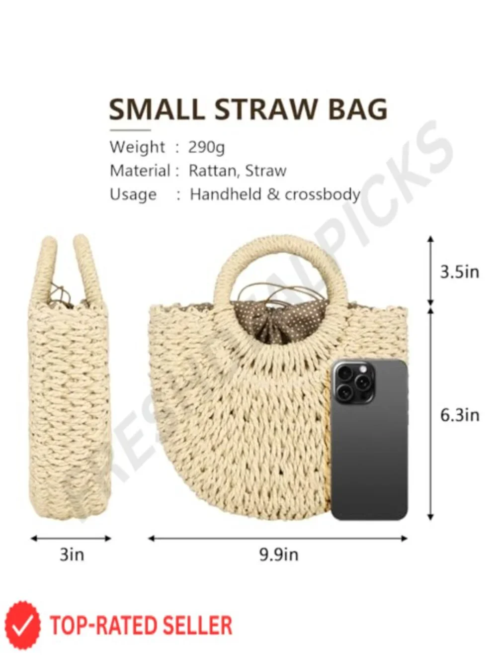 Handwoven Straw Hobo Bag Women Crossbody Beach Purse Seagrass Rattan Shoulder
